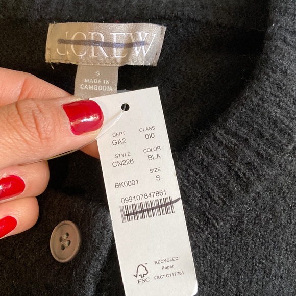 J. Crew Supersoft bubble-hem cardigan Women's Small Classic Black Sweater - Picture 3 of 9